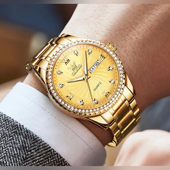 OLEVS Mens Watch Stainless Steel Big Face Casual Dress Wrist Watch Quartz Analog - Picture 2 of 8